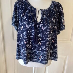 Lucky Brand Midnight Floral Top Sz SP